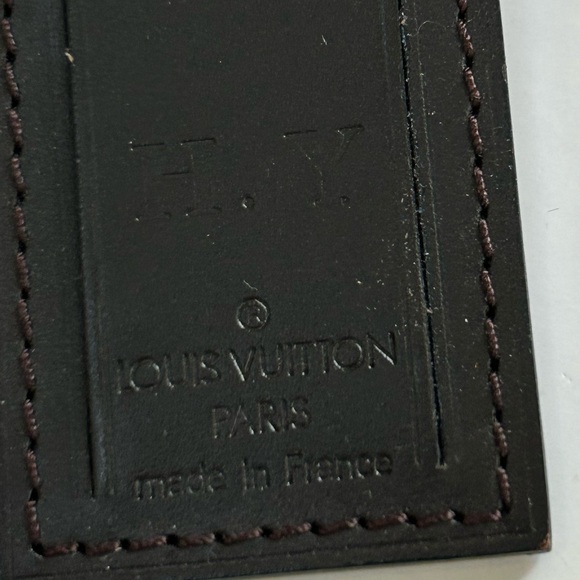 Louis Vuitton Dark Brown Leather Luggage Tag Authentic - Picture 6 of 8
